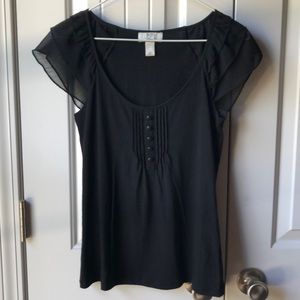 LOFT Sheer Ruffle Sleeve Top